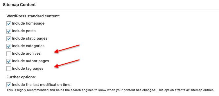 sitemap content