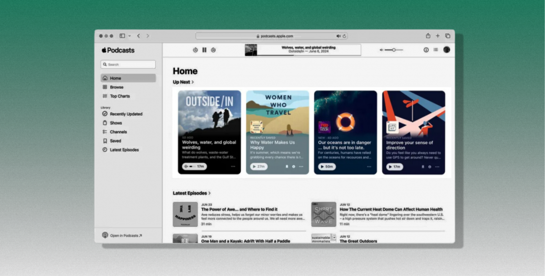 Apple представив оновлений вебінтерфейс для подкастів із розширеними функціями