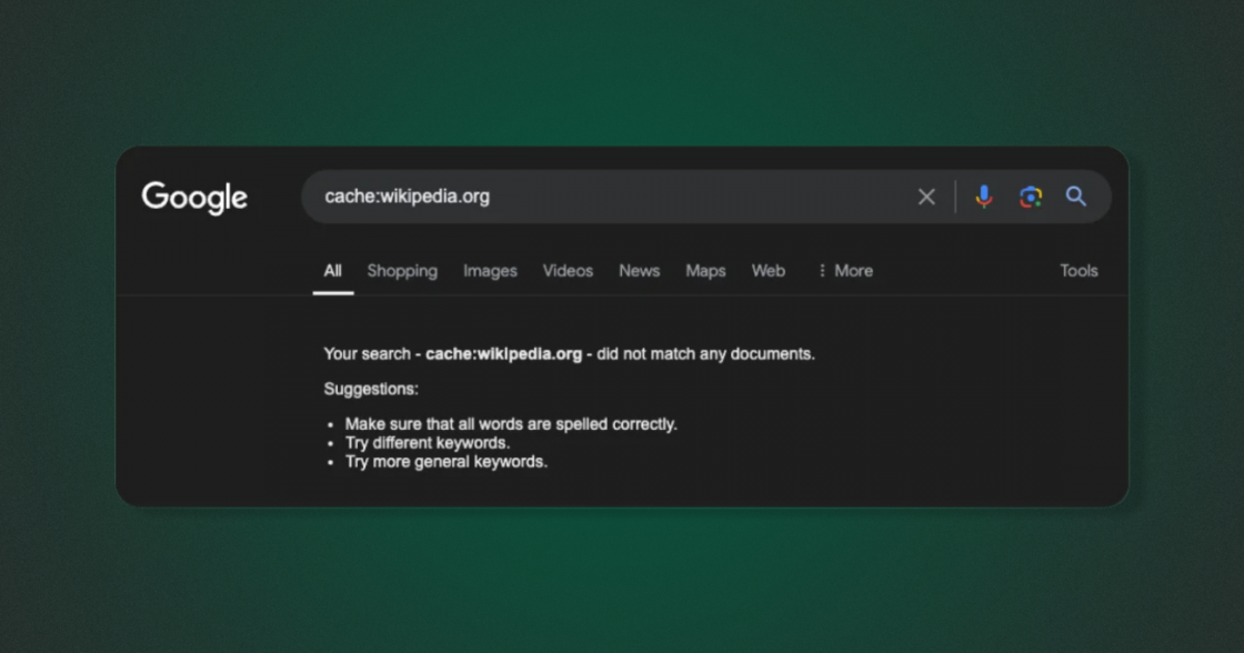 Google видалив оператор пошуку cache і замінив його архівом Wayback Machine