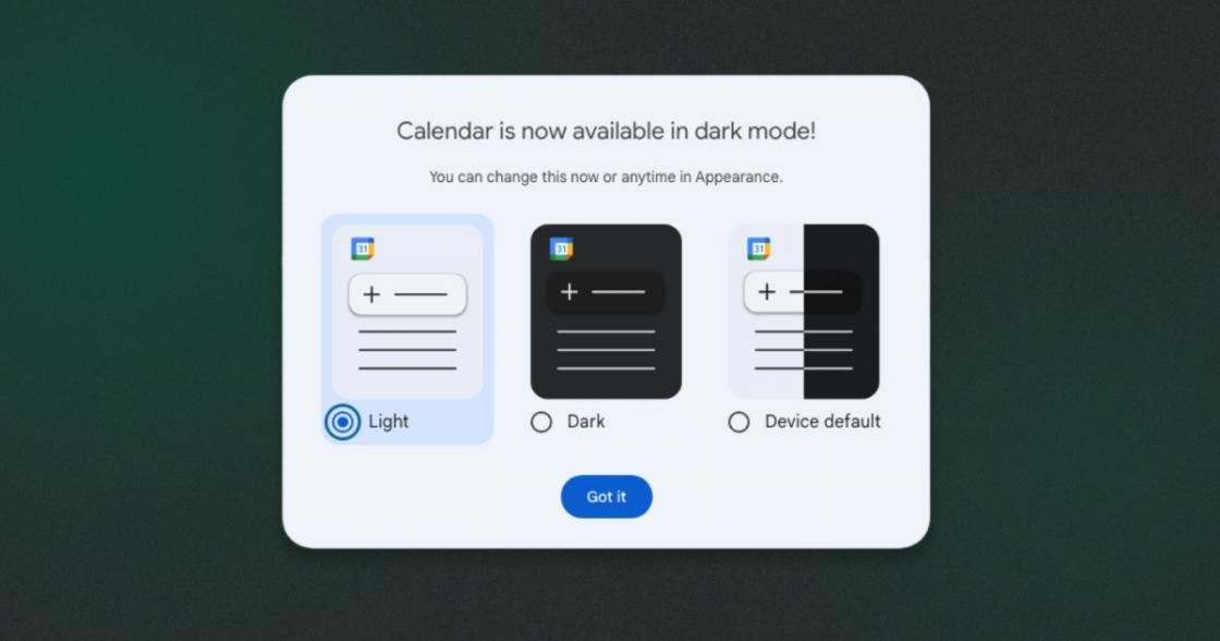 Google Calendar оновлює дизайн і додає темний режим