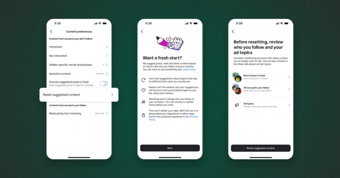 Instagram дозволить користувачам перезапускати алгоритм персоналізації рекомендацій
